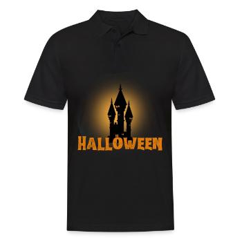 Halloween Gruselig Friedhof Mond Hexe Vampire - Männer Poloshirt - Schwarz - Vorne - Kai (181cm)
