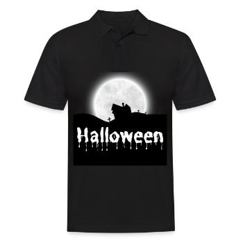 Halloween Gruselig Friedhof Mond Hexe Vampire - Männer Poloshirt - Schwarz - Vorne - Kai (181cm)
