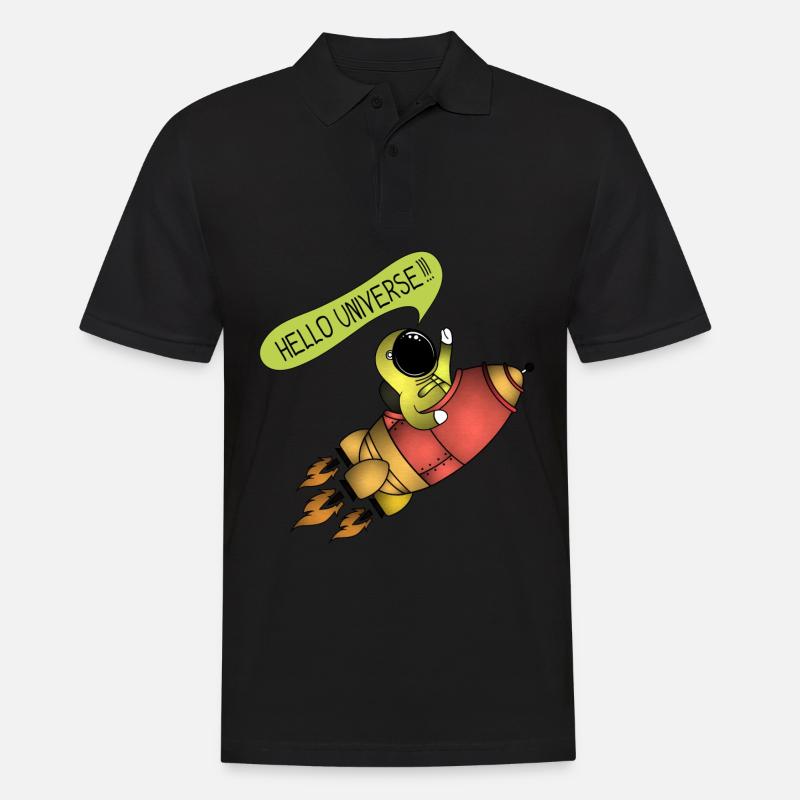 Rakete (Hello Universe) - Männer Poloshirt - Schwarz