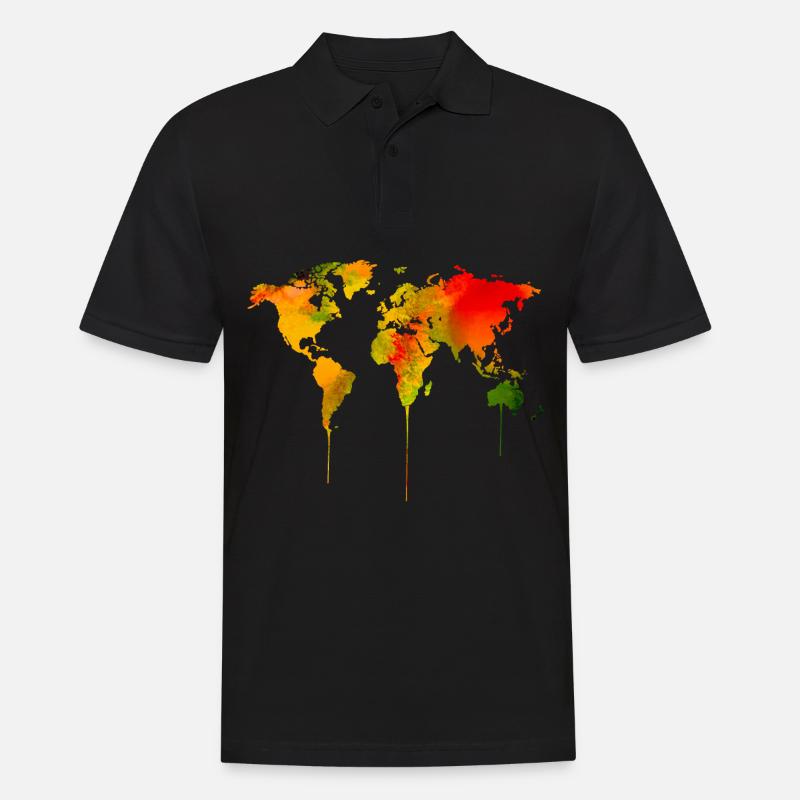 carte du monde - Polo Homme - noir
