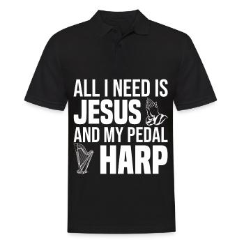 Harfe - Männer Poloshirt - Schwarz - Vorne - Kai (181cm)
