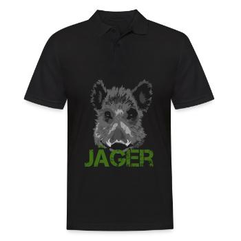 Chasseur sanglier chasse idée cadeau - Polo Homme - noir - Devant - Kai (181cm)