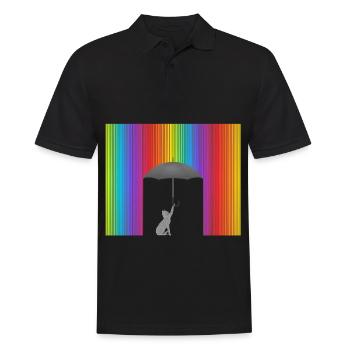 Katze Im Bunten Regen Geschenkidee - Männer Poloshirt - Schwarz - Vorne - Kai (181cm)