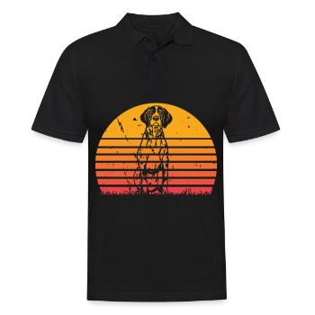 Deutsch Drahthaar Sonnenaufgang Vintage - Männer Poloshirt - Schwarz - Vorne - Kai (181cm)