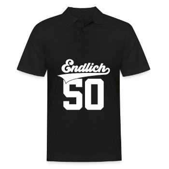 ENDLICH 50 JAHRGANG 1976 50. GEBURTSTAG - Männer Poloshirt - Schwarz - Vorne - Kai (181cm)