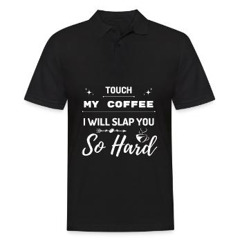 Touche mon café je vais te gifler si fort drôle - Polo Homme - noir - Devant - Kai (181cm)