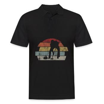 Ice Curling Curler Curling Retro Gift - Men's Polo Shirt - black - Front - Kai (181cm)