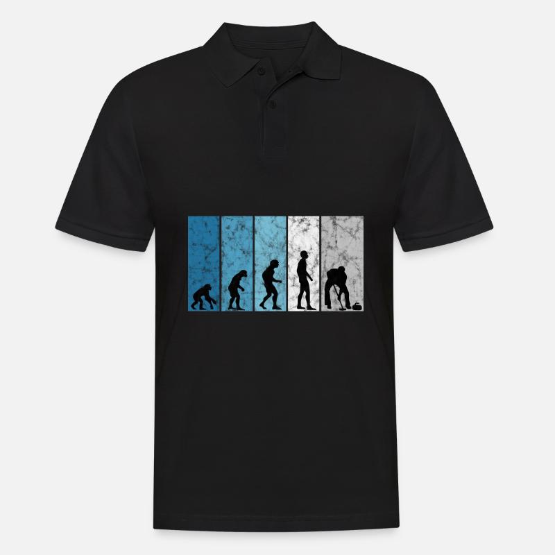 Eis Curling Curler Eisstockschießen Evolution - Männer Poloshirt - Schwarz