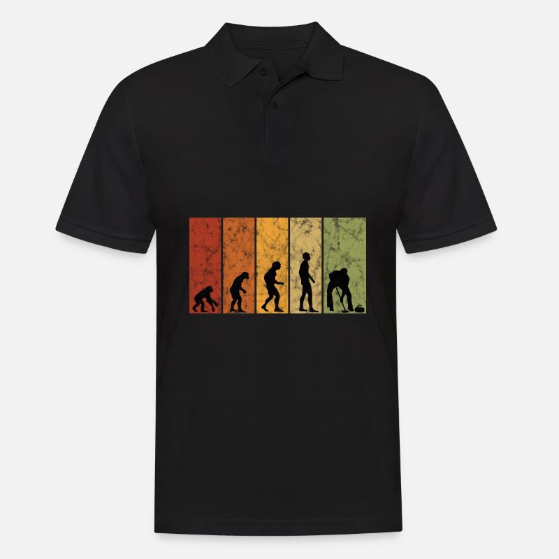 Eis Curling Curler Eisstockschießen Evolution - Männer Poloshirt - Schwarz