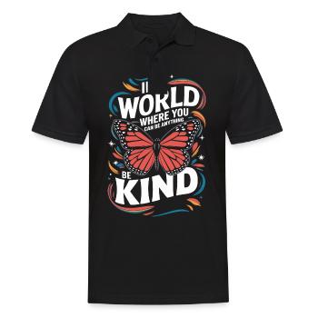 Schmetterling Monarchfalter Bunt Schmetterlinge - Männer Poloshirt - Schwarz - Vorne - Kai (181cm)