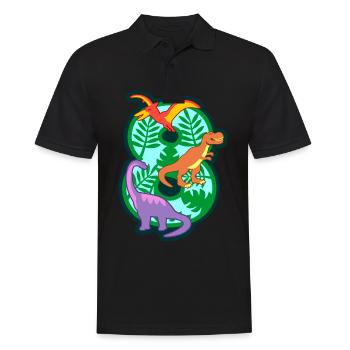 Dinosaurier 8. Geburtstagsparty Nummer 8 - 8 Jahre - Männer Poloshirt - Schwarz - Vorne - Kai (181cm)