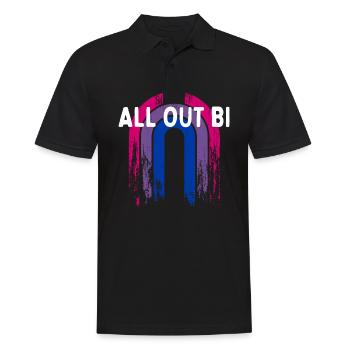 All Out Bi Bisexuel Citation Motivationnelle Bi Pride - Polo Homme - noir - Devant - Kai (181cm)