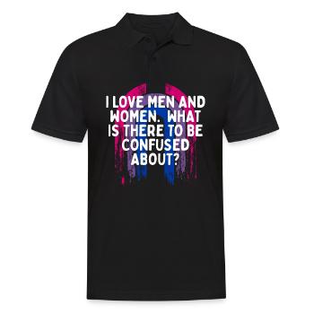 I Love Men and Women Bisexual LGBTQ Bi Pride Gay - Männer Poloshirt - Schwarz - Vorne - Kai (181cm)