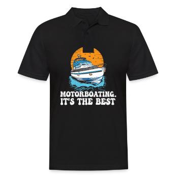 Bateau à moteur. C’est la meilleure vie est meilleure au - Polo Homme - noir - Devant - Kai (181cm)
