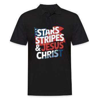 American Believer Christian July 4th Jesus - Men's Polo Shirt - black - Front - Kai (181cm)