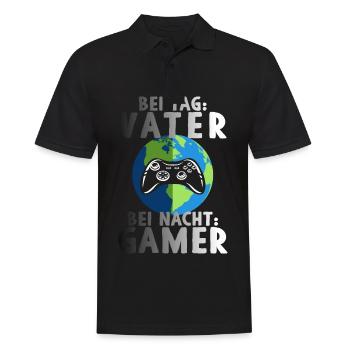 Am Tag Vater Bei Nacht Zocker Gaming Vatertag - Männer Poloshirt - Schwarz - Vorne - Kai (181cm)