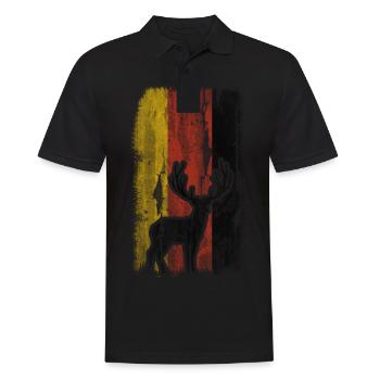 Drapeau allemand 2 et chasse - - Polo Homme - noir - Devant - Kai (181cm)