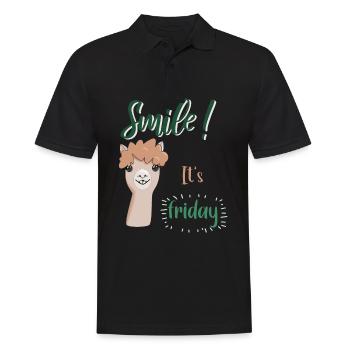 Alpaga Smile, c’est vendredi. Parfait pour le bureau - Polo Homme - noir - Devant - Kai (181cm)