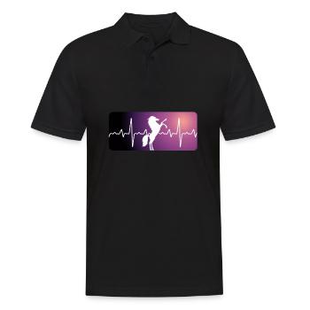 Pferd Herz EKG - Männer Poloshirt - Schwarz - Vorne - Kai (181cm)