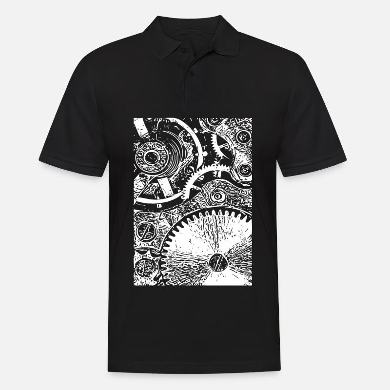 Zahnrad Clockwork Muster - Männer Poloshirt - Schwarz