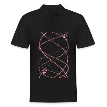 Pinkes Abstraktlinien-Doodle - Männer Poloshirt - Schwarz - Vorne - Kai (181cm)