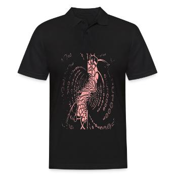 Spirale der Bytes: Meditationsfigur - Männer Poloshirt - Schwarz - Vorne - Kai (181cm)