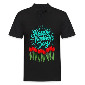 Leuchtende Muttertags-Tulpen - Männer Poloshirt - Schwarz - Vorne - Kai (181cm)