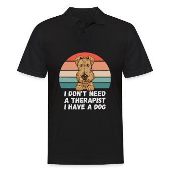 Ich brauche keinen Therapeuten ich habe einen Hund - Männer Poloshirt - Schwarz - Vorne - Kai (181cm)