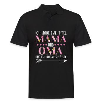 Ich habe 2 Titel Mama und Oma - Männer Poloshirt - Schwarz - Vorne - Kai (181cm)