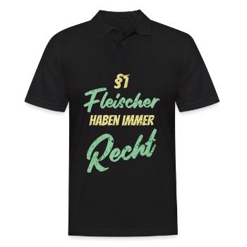 §1 Fleischer haben immer Recht - Männer Poloshirt - Schwarz - Vorne - Kai (181cm)