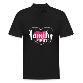 Family First - Herz & Liebe - Männer Poloshirt - Schwarz - Vorne - Kai (181cm)
