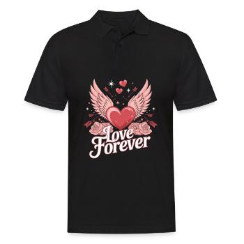 Love Forever – Romantic Valentine's Day Design - Men's Polo Shirt - black - Front - Kai (181cm)