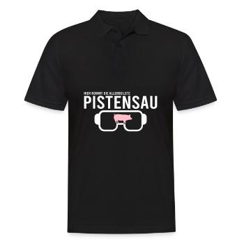 Pistensau Skifahrer Fun - Männer Poloshirt - Schwarz - Vorne - Kai (181cm)