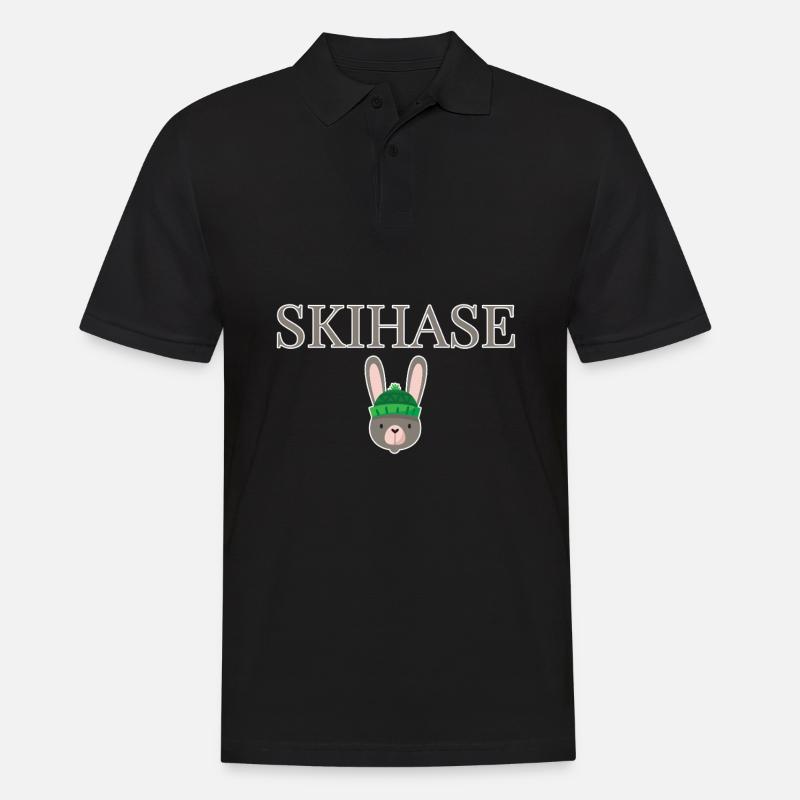 Skihase Winter Hase - Männer Poloshirt - Schwarz