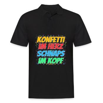 Des confettis dans le cœur, du schnaps dans la tête – le dicton de la fête - Polo Homme - noir - Devant - Kai (181cm)
