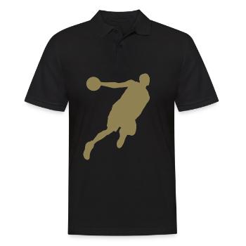 Basketballer Silhouette Basketball - Männer Poloshirt - Schwarz - Vorne - Kai (181cm)
