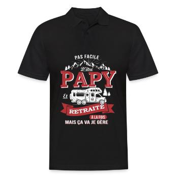 Papy retraite camping car - Polo Homme - noir - Devant - Kai (181cm)