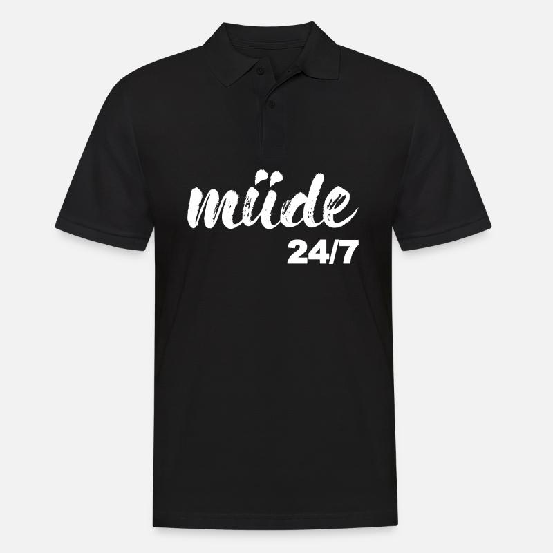 Müde, weiß - Männer Poloshirt - Schwarz