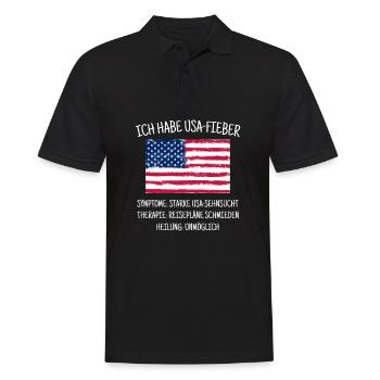 USA Fieber - Shirt für USA LIebhaber & Geschenk - Männer Poloshirt - Schwarz - Vorne - Kai (181cm)