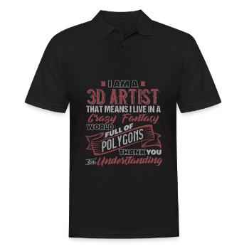 3D ARTIST Crazy Fantasy World Vintage - Men's Polo Shirt - black - Front - Kai (181cm)