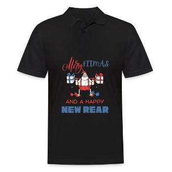 Joyeux Fitmas et joyeux nouveau gymnase de Noël drôle arrière - Polo Homme - noir - Devant - Kai (181cm)