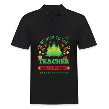 Soyez gentil avec l’enseignant que le Père Noël regarde - Polo Homme - noir - Devant - Kai (181cm)