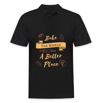 Bake The World Un meilleur endroit Cool Baking Lover - Polo Homme - noir - Devant - Kai (181cm)