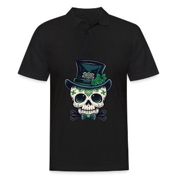 Sugar Skull St Patrick's Day, Irish Sugar Skull - Men's Polo Shirt - black - Front - Kai (181cm)