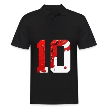 NR. 10 NUMMER 10 ROT WEIß 10. GEBURTSTAG - Männer Poloshirt - Schwarz - Vorne - Kai (181cm)