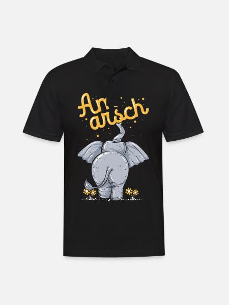 Elefant - Männer Poloshirt - Schwarz