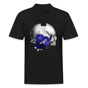 Nuit fleurs gothique goth crâne mort crâne punk - Polo Homme - noir - Devant - Kai (181cm)