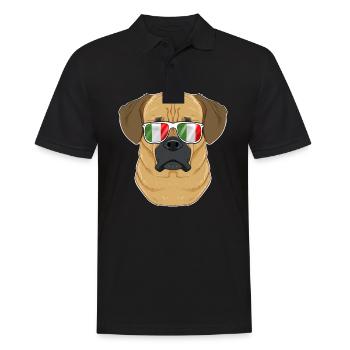 Puggle Italy Sunglasses I Italian Flag - Männer Poloshirt - Schwarz - Vorne - Kai (181cm)