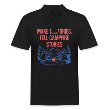 Les souvenirs racontent des histoires de feu de camp Amis du camping - Polo Homme - noir - Devant - Kai (181cm)
