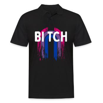 Bi tch Bisexuelle LGBTQ Bi Pride Petite amie LGBT - Polo Homme - noir - Devant - Kai (181cm)